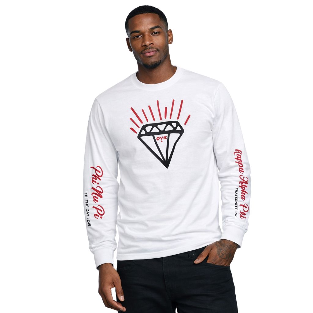 Kappa Alpha Psi Diamond Phi Nu Pi Long Sleeve Tee (White)