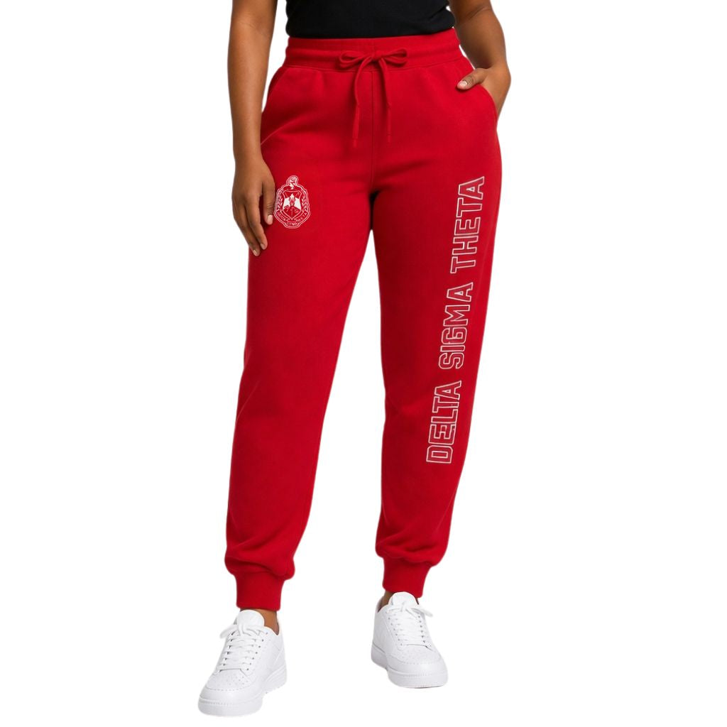 DST Sequins Patch Sweatpants Red