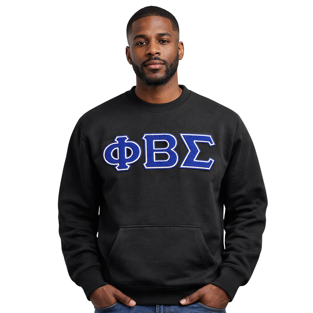 Phi Beta Sigma Black Pocket Chenille Crewneck