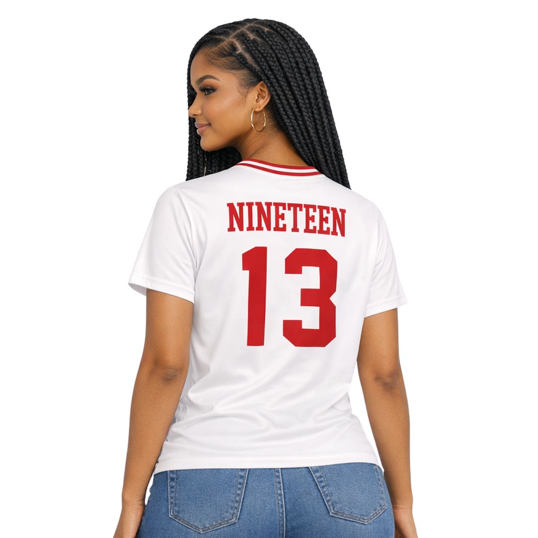 DST Oversized Chenille Football Jersey Tee Ivory