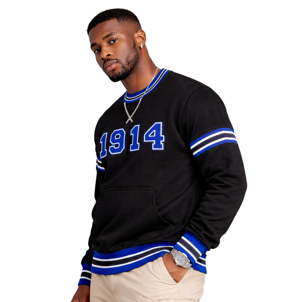 Phi Beta Sigma Black 1914 Chenille Crewneck