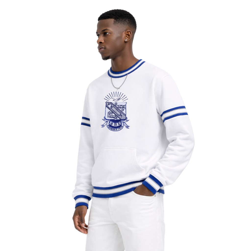 Phi Beta Sigma White Crest Chenille Crewneck