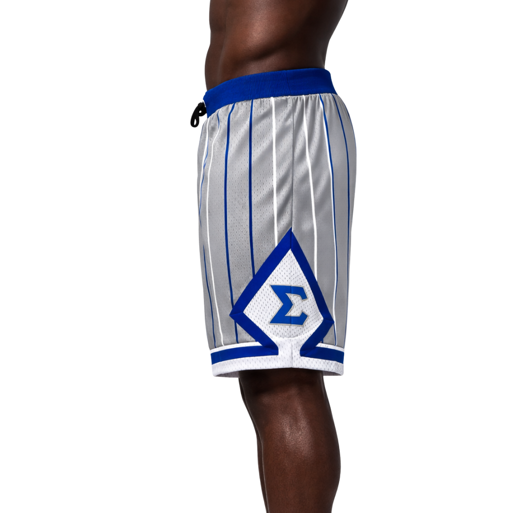 Sigma Grey Pinstripe Heavy Mesh Basketball Shorts