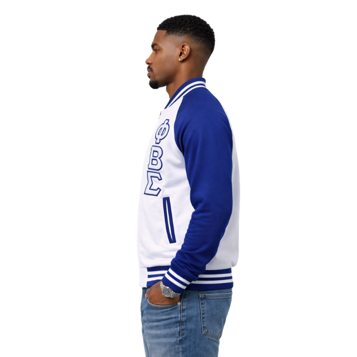 PBS White Varsity Fleece Jacket