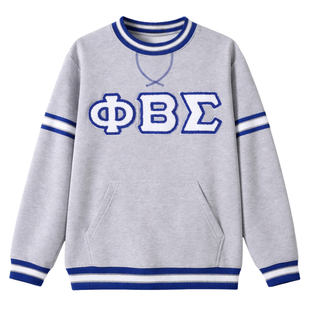 Phi Beta Sigma White Letter Chenille Crewneck