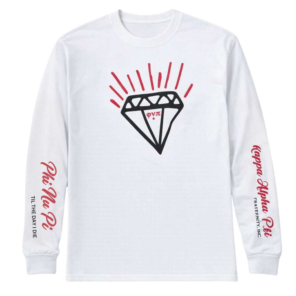 Kappa Alpha Psi Diamond Phi Nu Pi Long Sleeve Tee (White)
