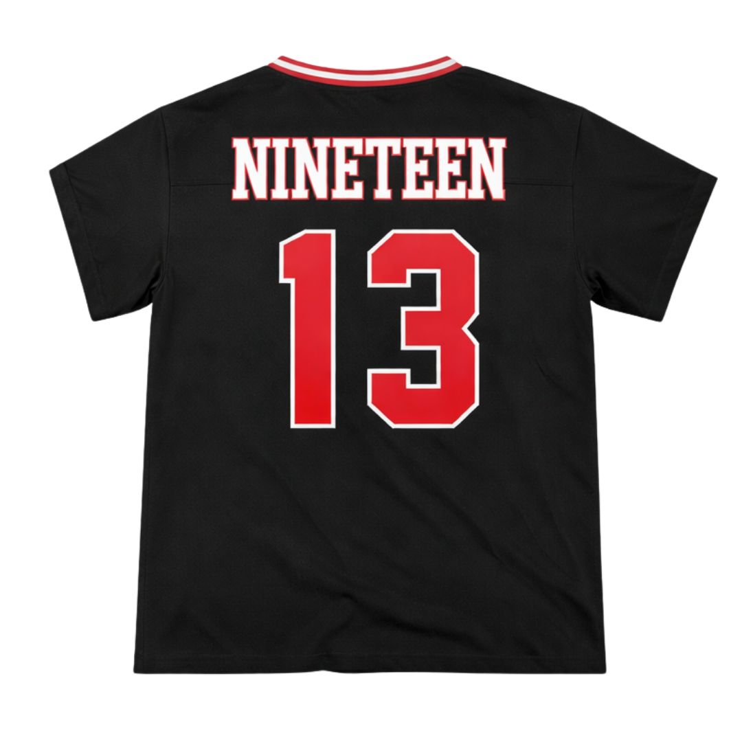 DST Oversized Chenille Football Jersey Tee Black