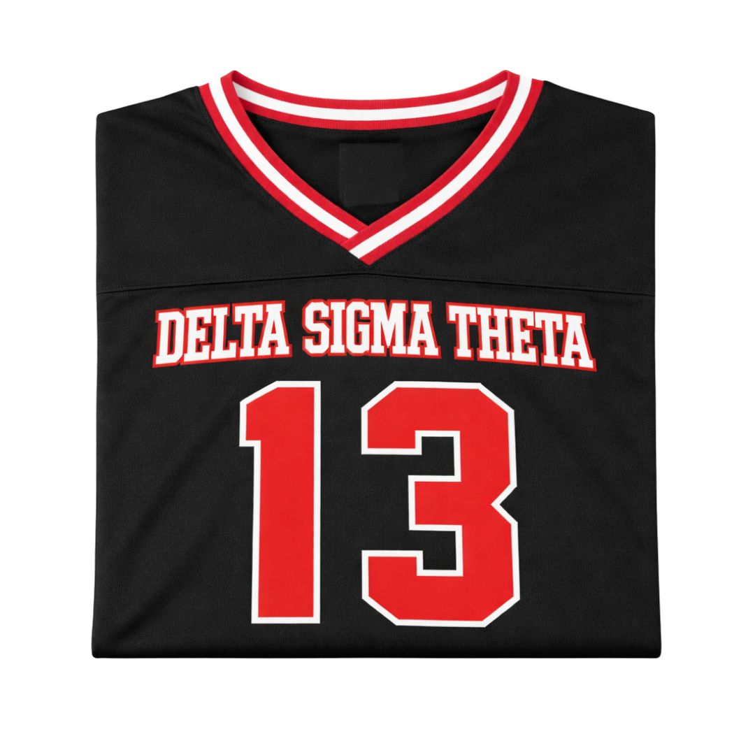 DST Oversized Chenille Football Jersey Tee Black