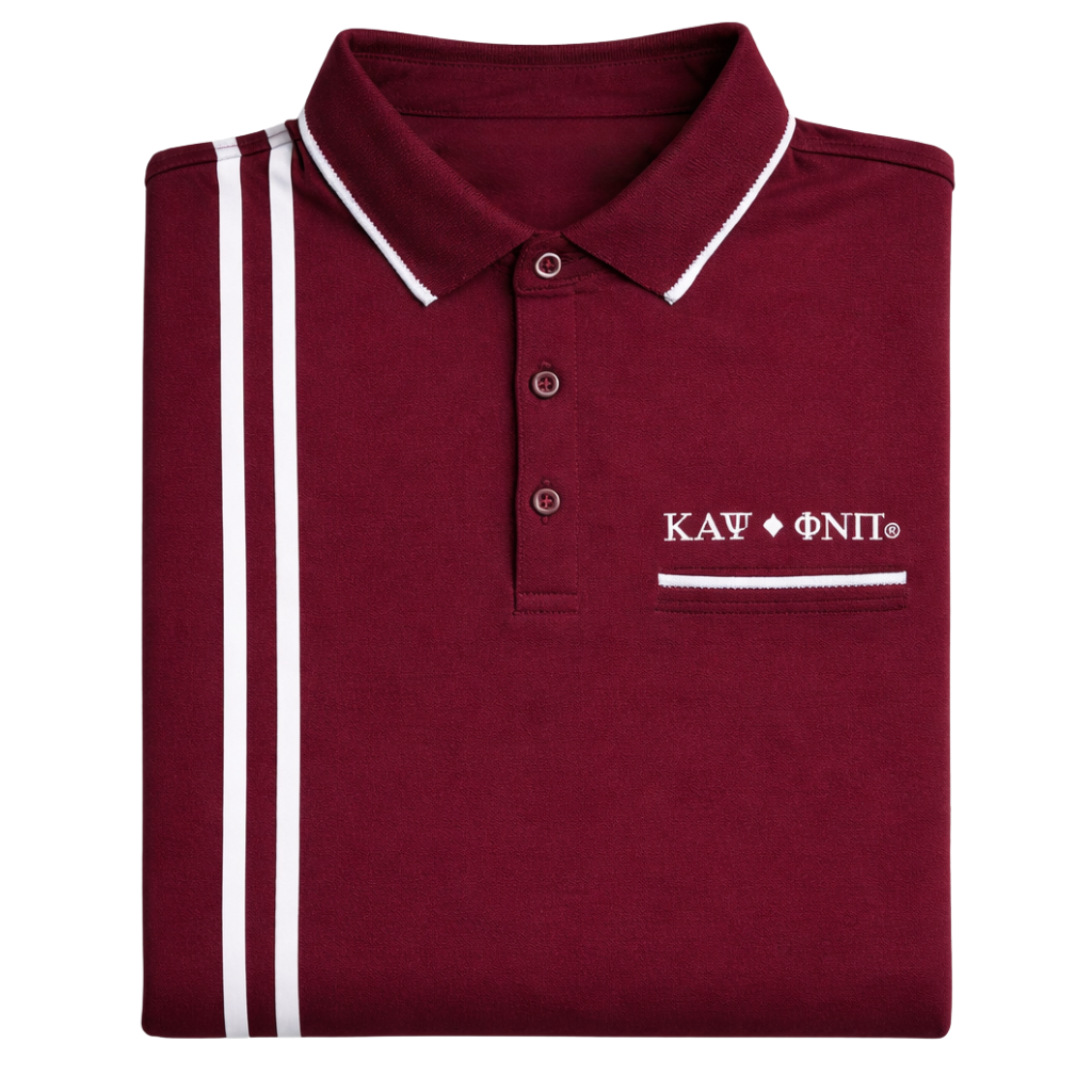Kappa Alpha Psi Striped Diamond 3-Letter Polo (Krimson)