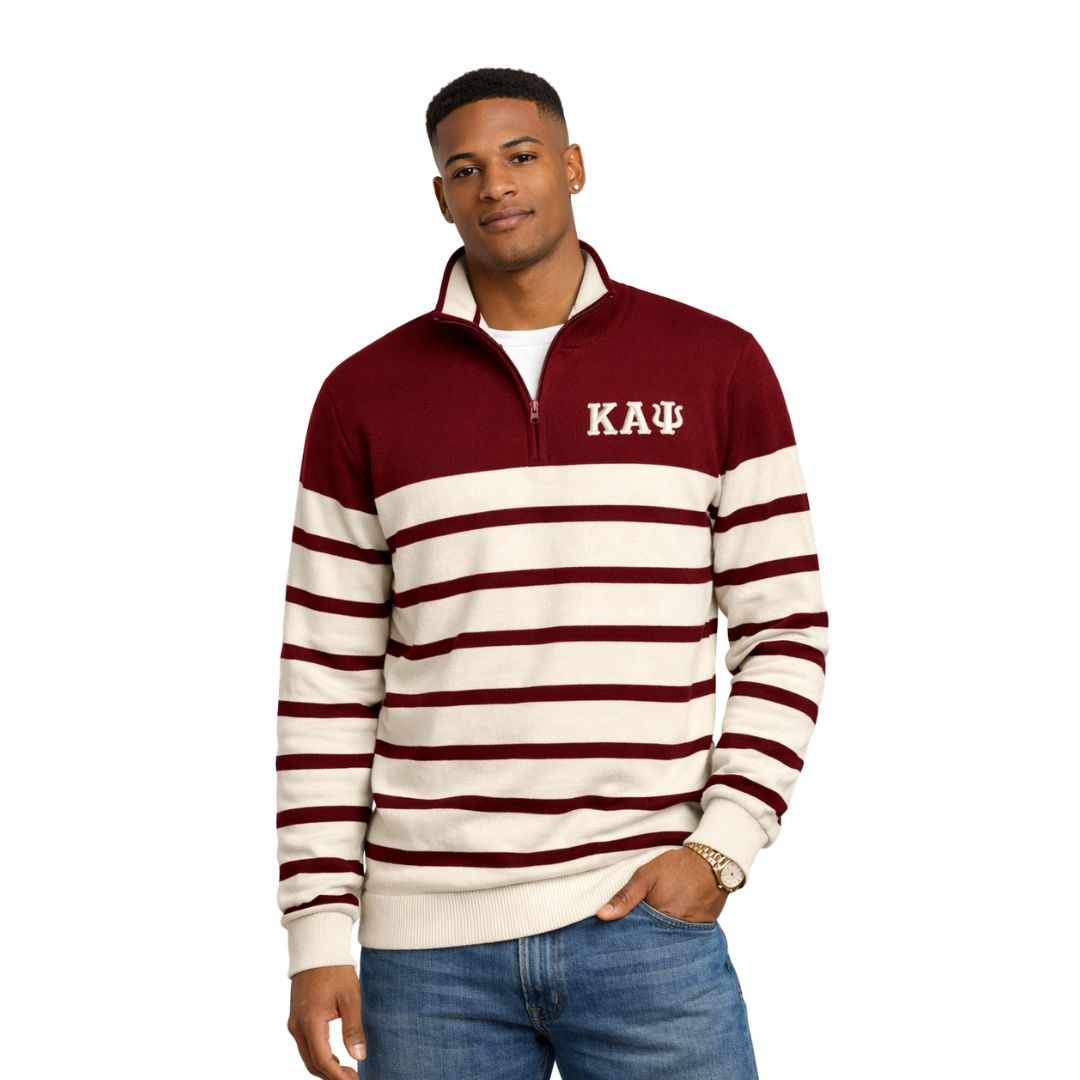 Kappa Alpha Psi Striped Quarter Zip Sweater