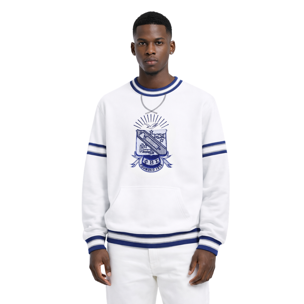 Phi Beta Sigma White Crest Chenille Crewneck