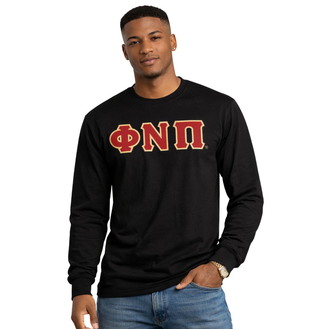 Kappa Alpha Psi Phi Nu Pi Long Sleeve 3-Letter Tee (Black)