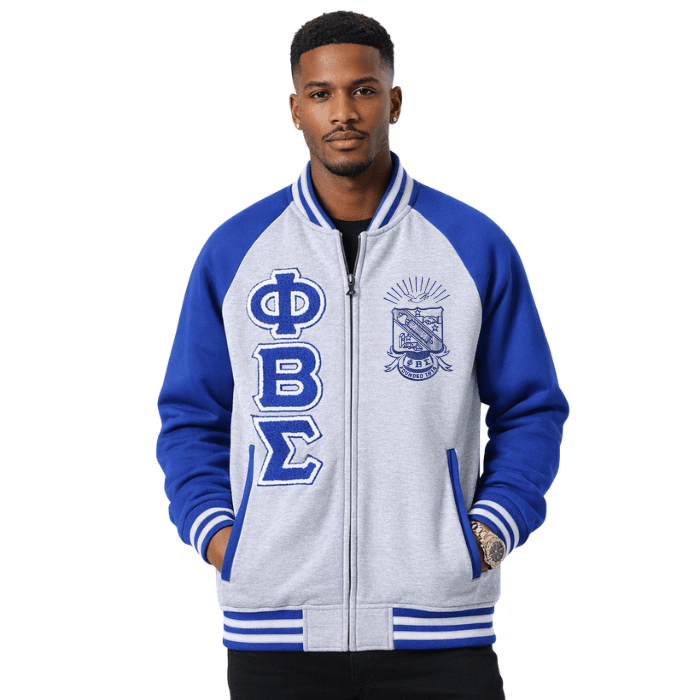 Phi Beta Sigma Heather Grey Varsity Fleece Jacket