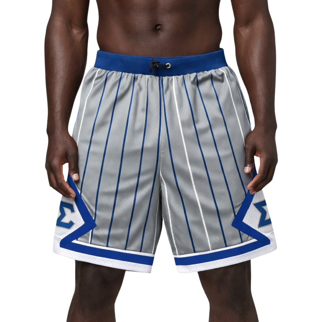 Sigma Grey Pinstripe Heavy Mesh Basketball Shorts