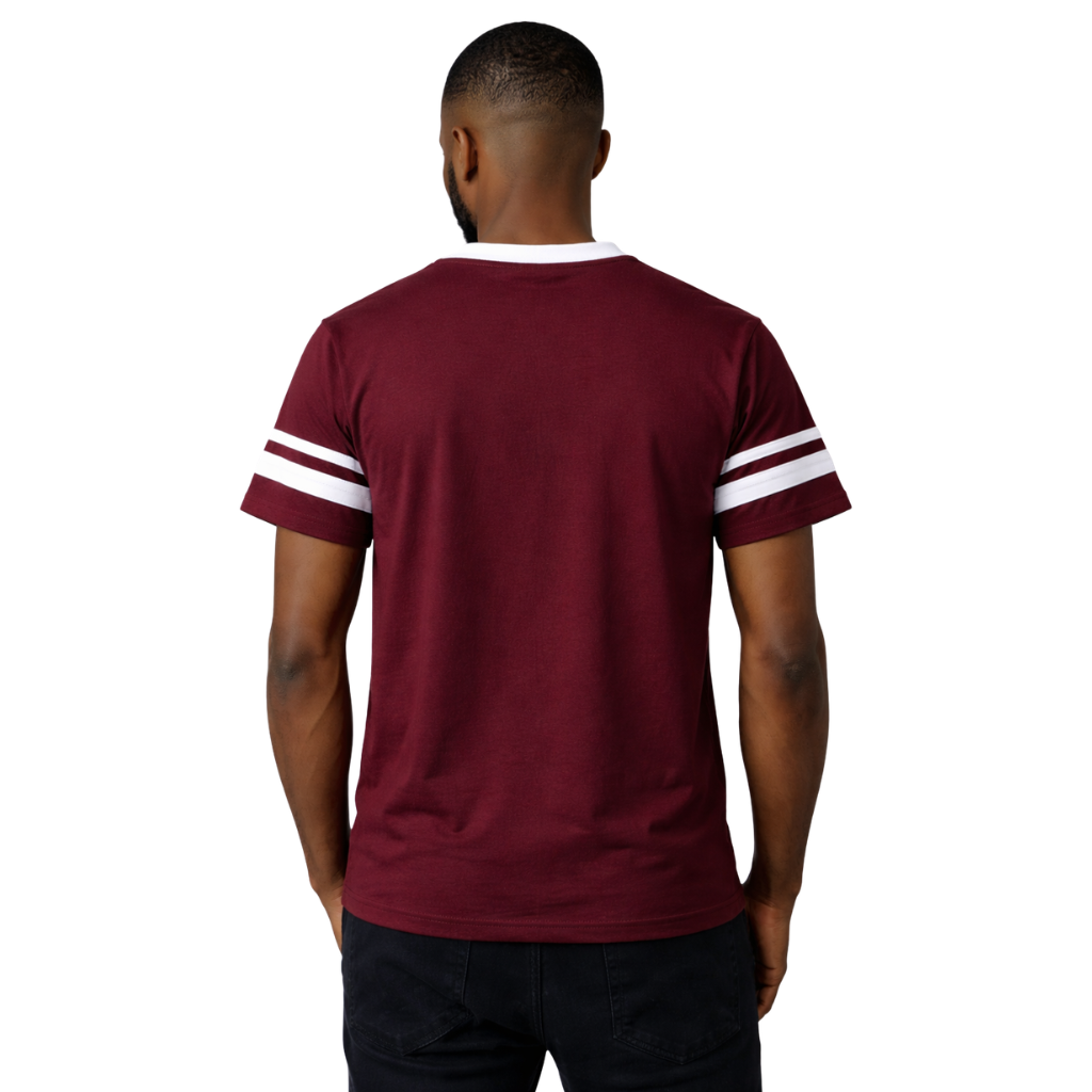 Kappa League Crest V-neck Jersey Tee (Maroon & White)