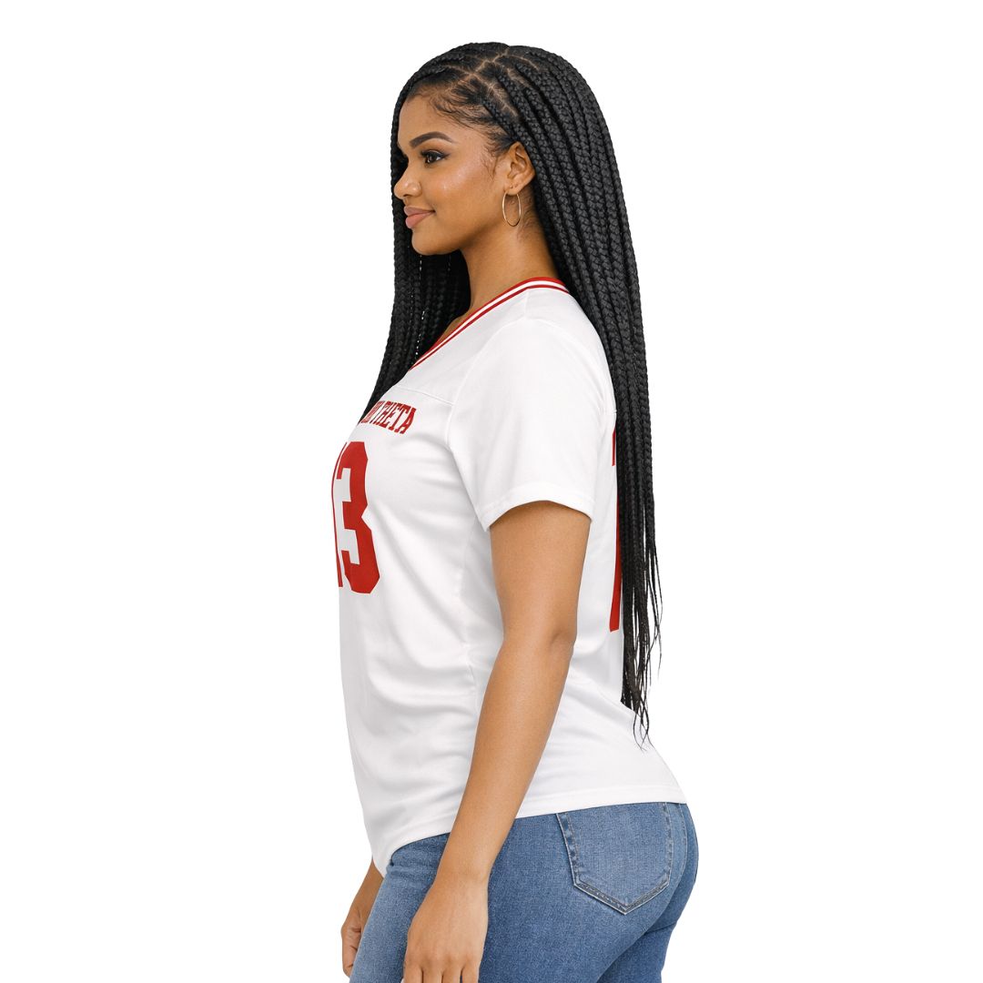 DST Oversized Chenille Football Jersey Tee Ivory