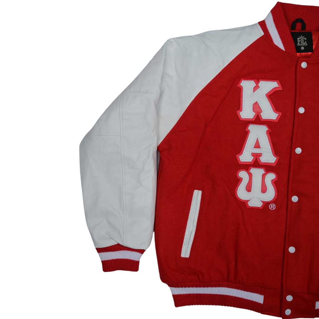 Red Kappa Alpha Psi Wool and Leather Letterman Jacket