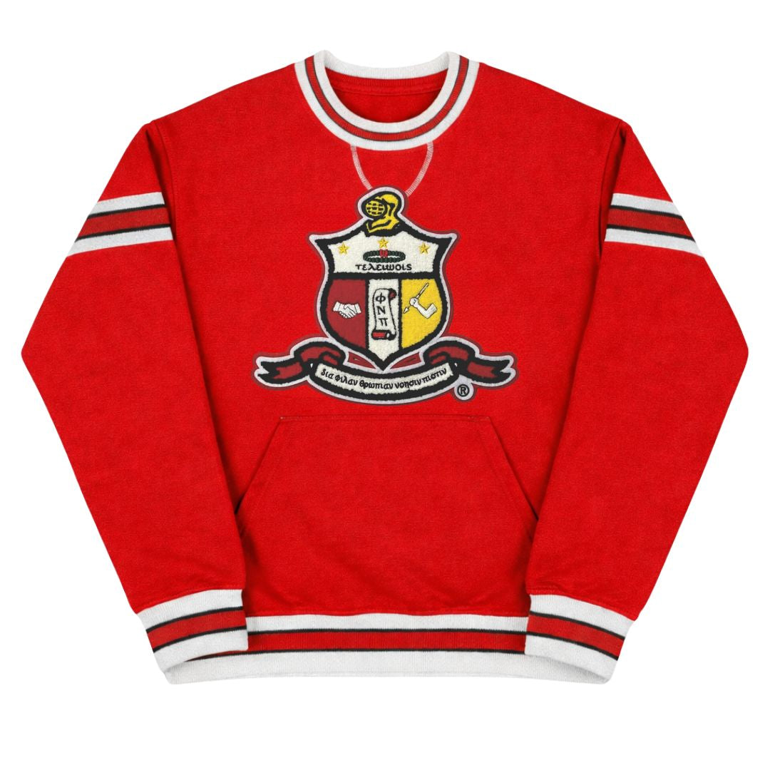 Kappa Red Crest Stripe Chenille Crewneck