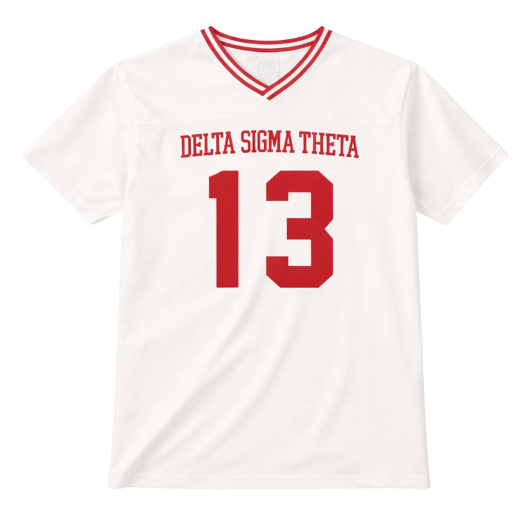 DST Oversized Chenille Football Jersey Tee Ivory