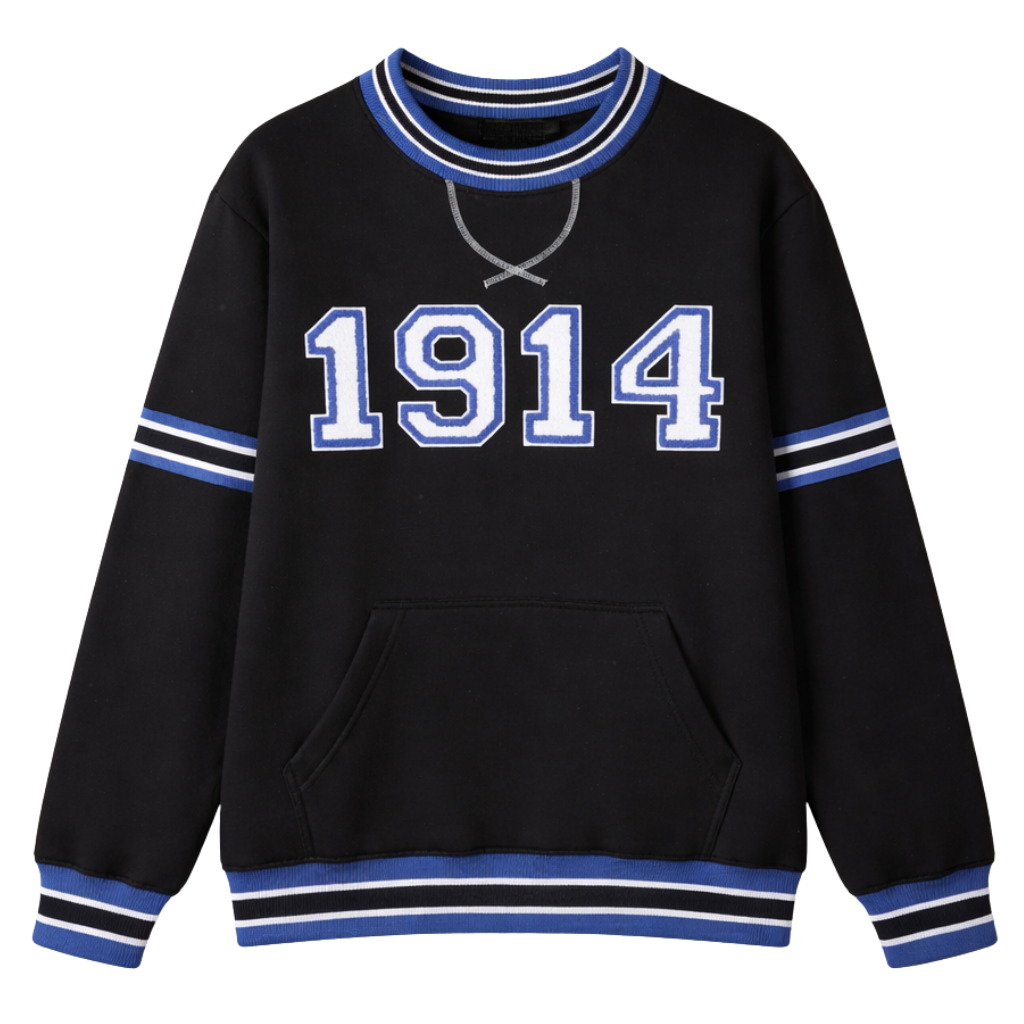 Phi Beta Sigma 1914 Black Chenille Crewneck Sweatshirt