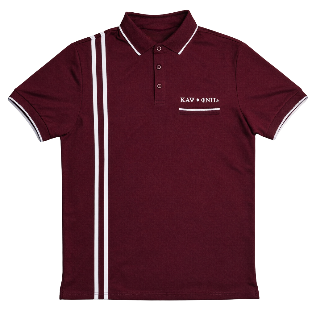 Kappa Alpha Psi Striped Diamond 3-Letter Polo (Krimson)