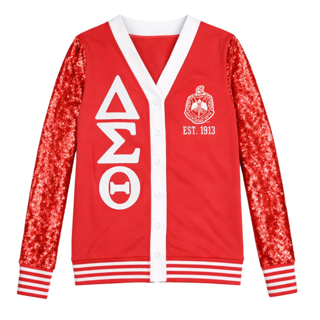 DST Sequin Cardigan Red