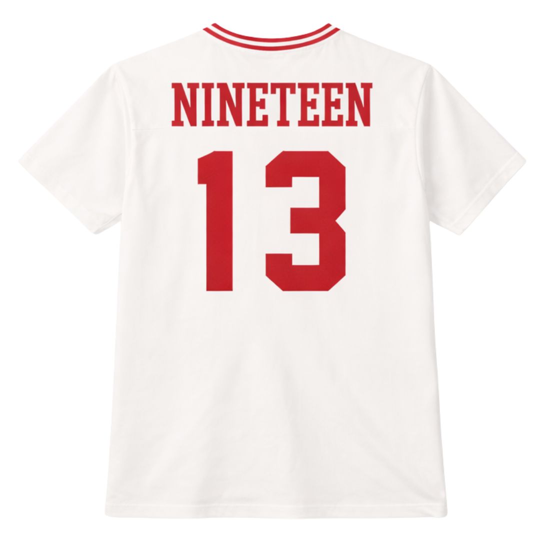 DST Oversized Chenille Football Jersey Tee Ivory