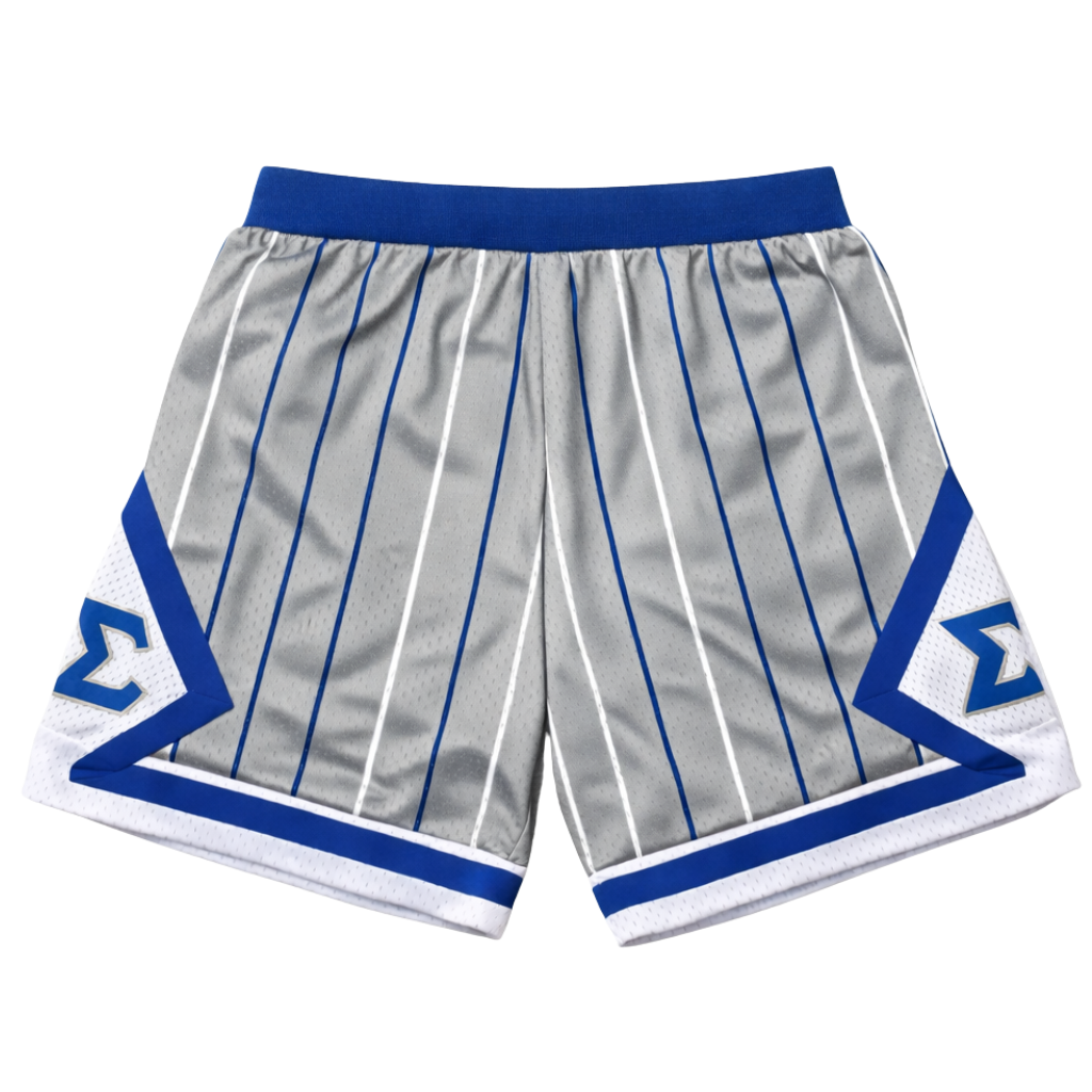 Sigma Grey Pinstripe Heavy Mesh Basketball Shorts