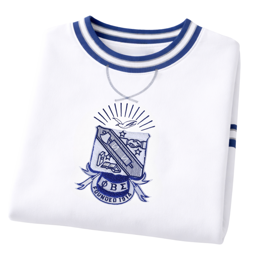 Phi Beta Sigma White Crest Chenille Crewneck