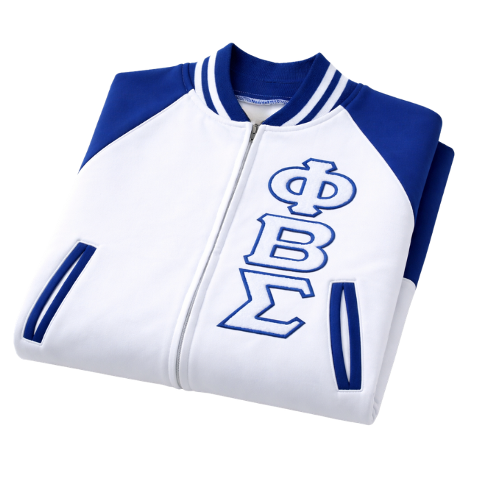 PBS White Varsity Fleece Jacket
